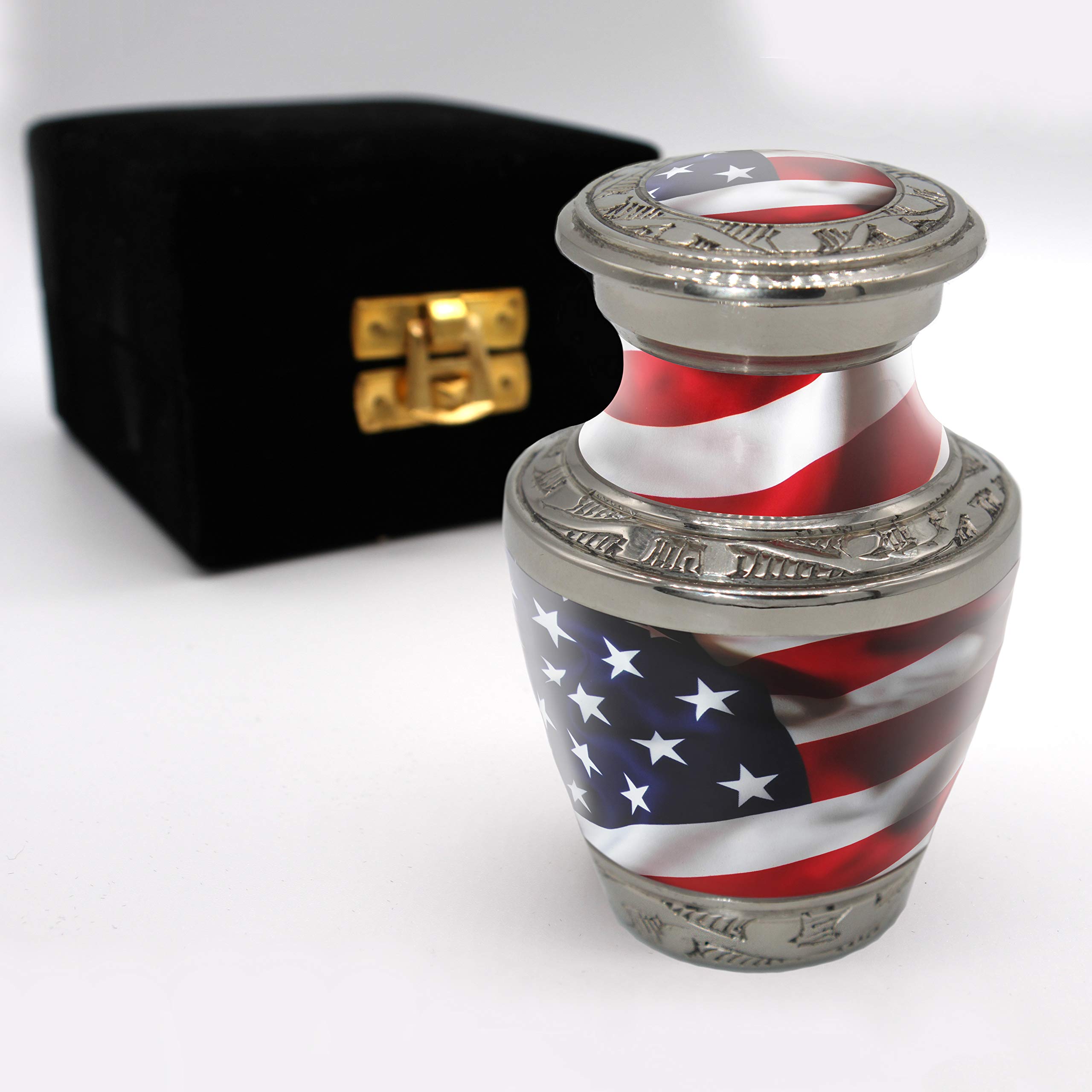 Commemorative Cremation Urns Women's American Flag Cremation Urns For Human Ashes Adult - Decorative Urns For Ashes Adult Male - Personalized Cremation Urns For Men & Beautifully Handcrafted Cremation Urn For Mom Or Dad