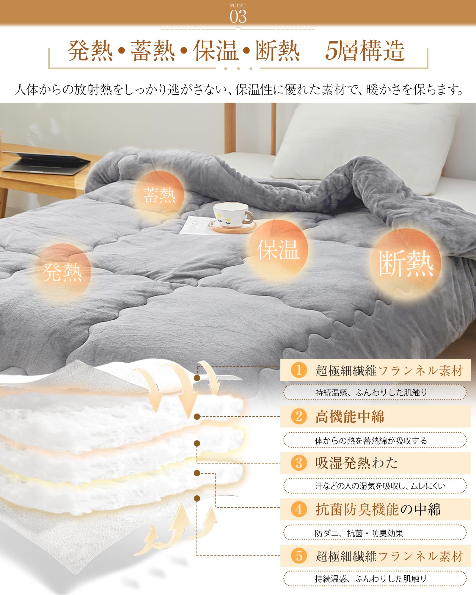 セミダブル２枚✨掛け布団 グレー 吸湿発熱 フランネル 防ダニ 洗濯可 暖かい セミダブル2枚✨掛け布団 グレー 吸湿発熱 フランネル 防ダニ