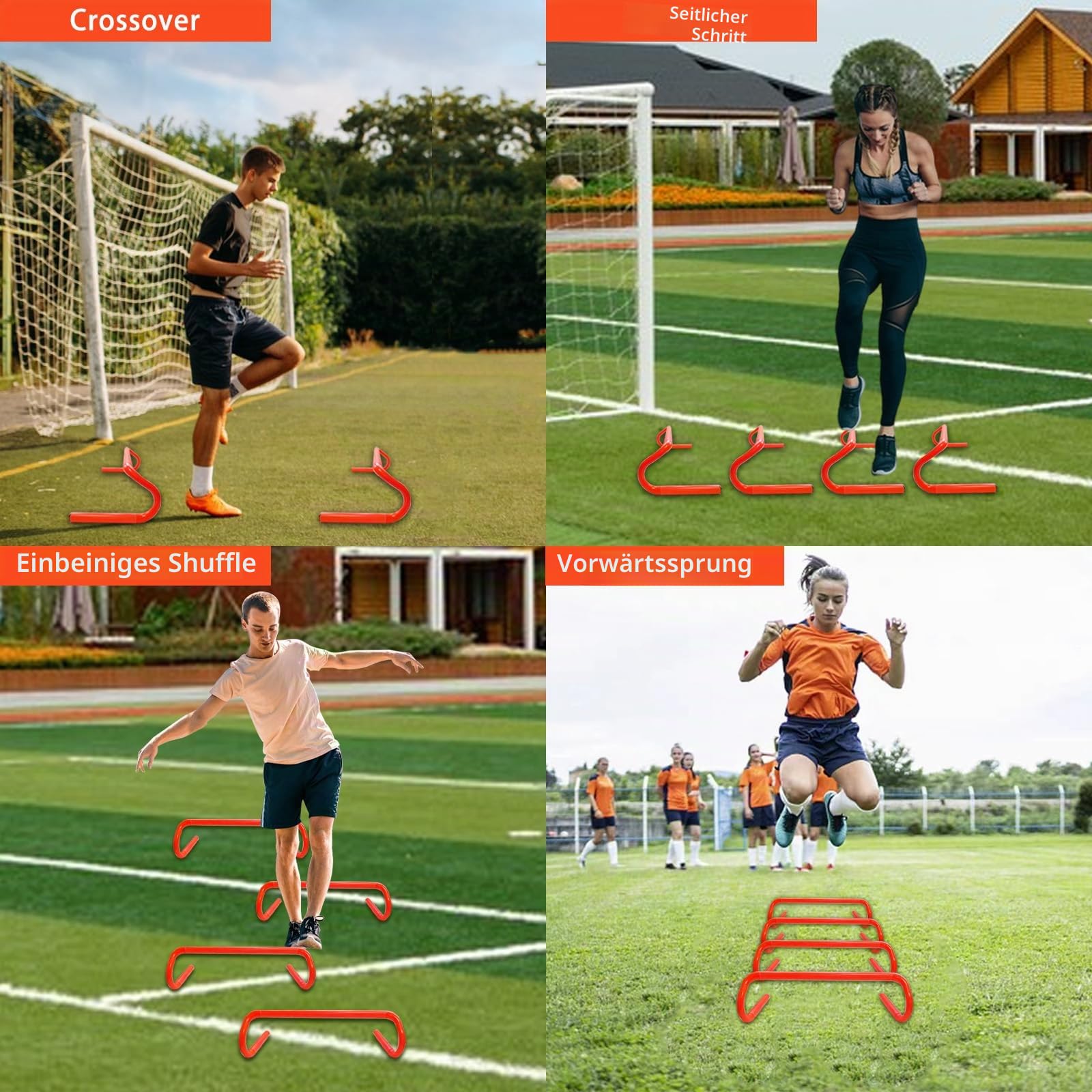 6 Stück Agility-Hürden für Geschwindigkeitstraining, hohe abnehmbare Agility-Trainingshürden, platzsparend, Sportübungsausrüstung für Sportler, Fußball, Basketball