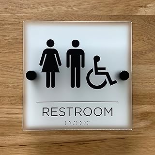Restroom sign, matte acrylic with stainless steel mounting hardware (8