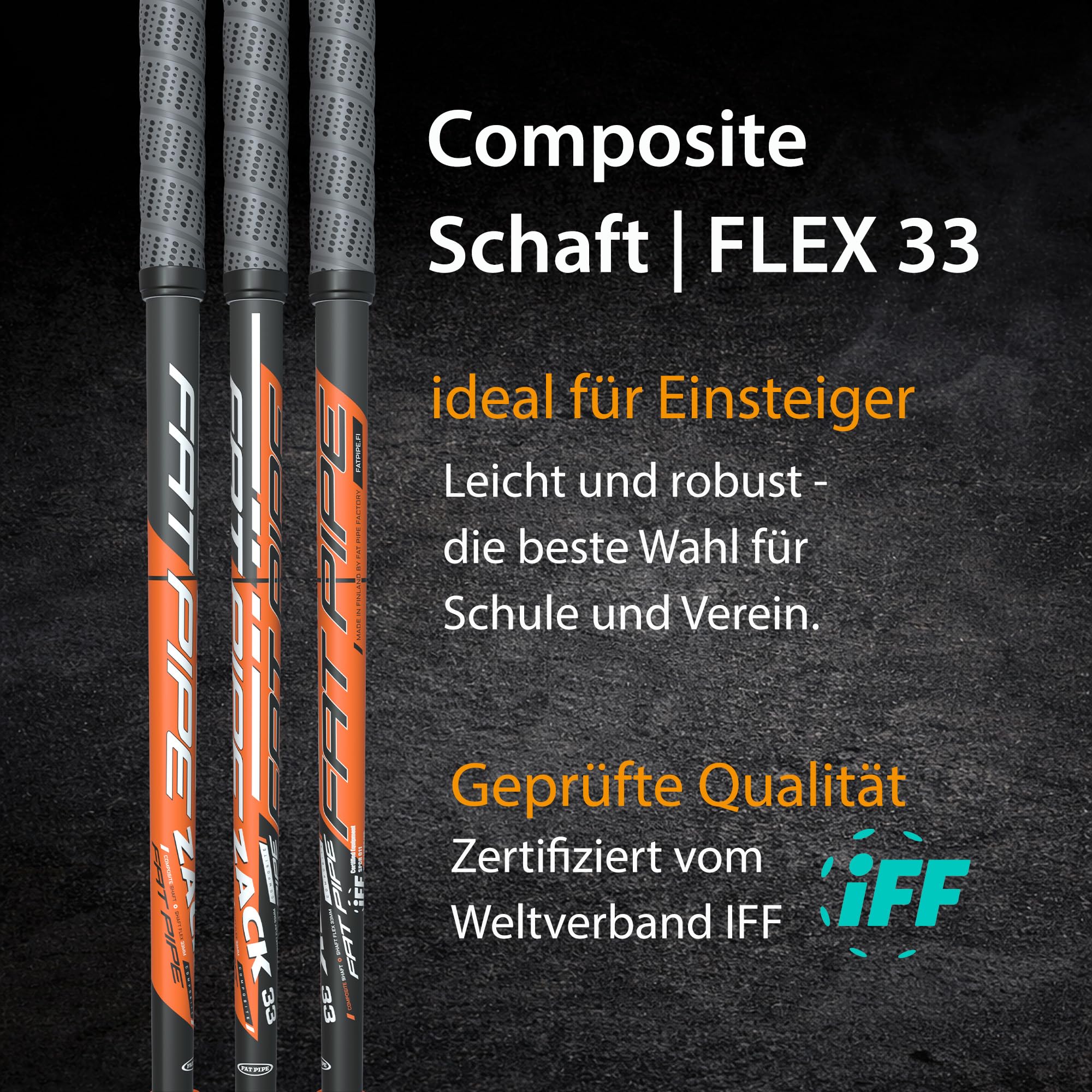 FAT PIPE Floorball Racchetta da Hockey Zack 33 Bone Orange IFF