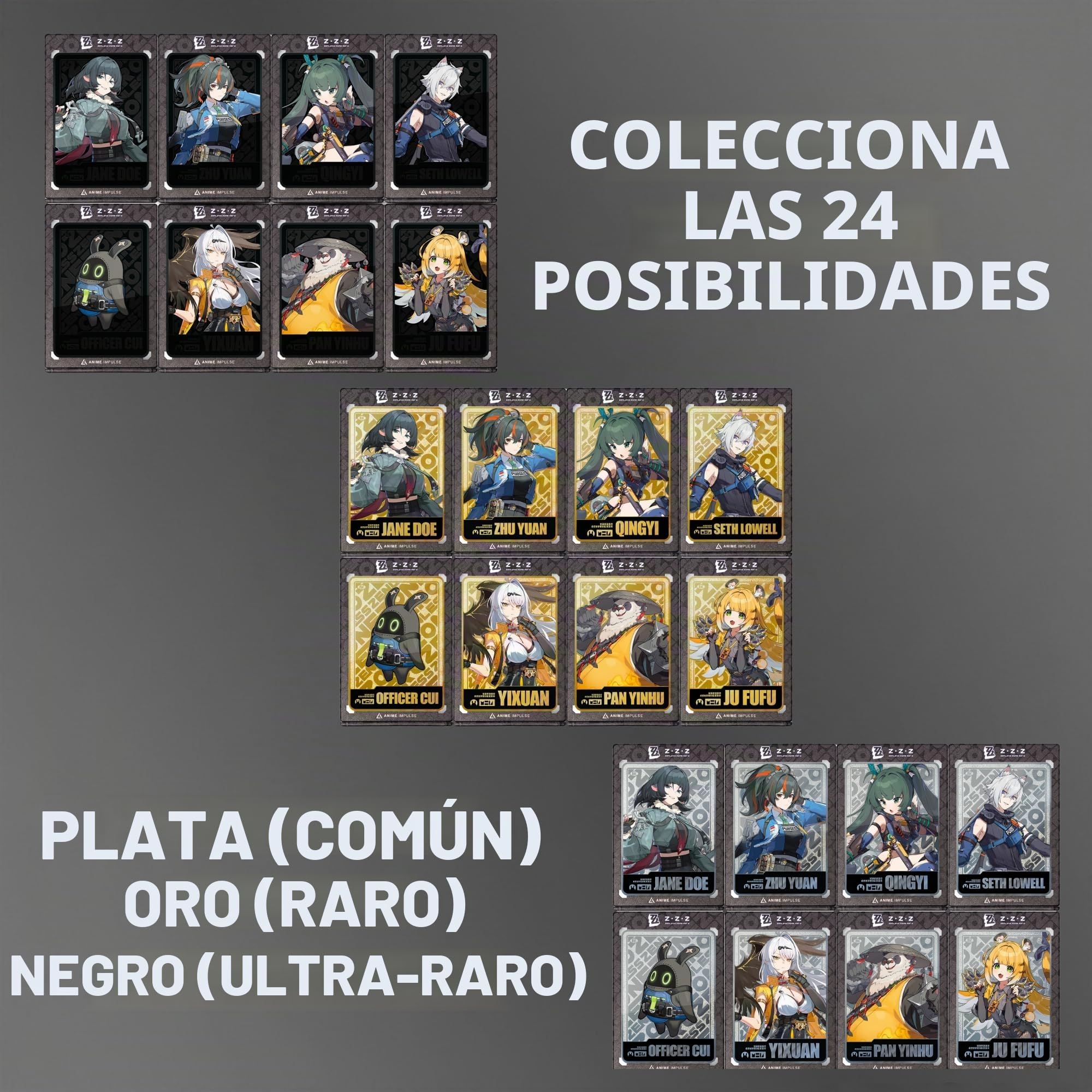 ZENLESS Zone Zero Impulse Packs x ZZZ Metal Art Cards Collection Series 3, tarjetas coleccionables de metal coleccionables, 4.25 x 3 pulgadas, caja ciega sellada al azar, 1 tarjeta de arte de metal