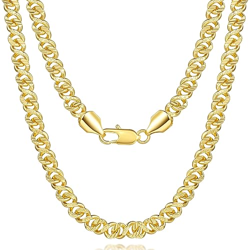 14K Gold Chain for Mens Chunky Cuban Link Chains for Men 14K Gold Necklaces for Womens Chain Necklace Men Mystery and Unique Dainty Golden Necklace for Women Non Tarnish 16-24IN
