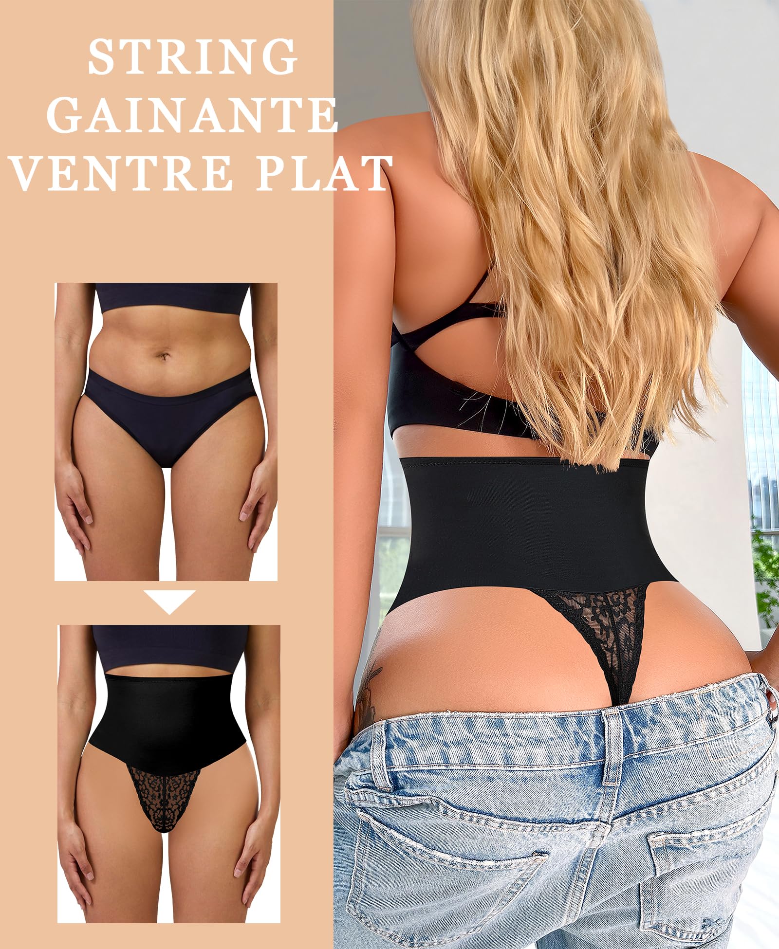 YARRCO String Gainante Ventre Plat Invisible Check Check 22