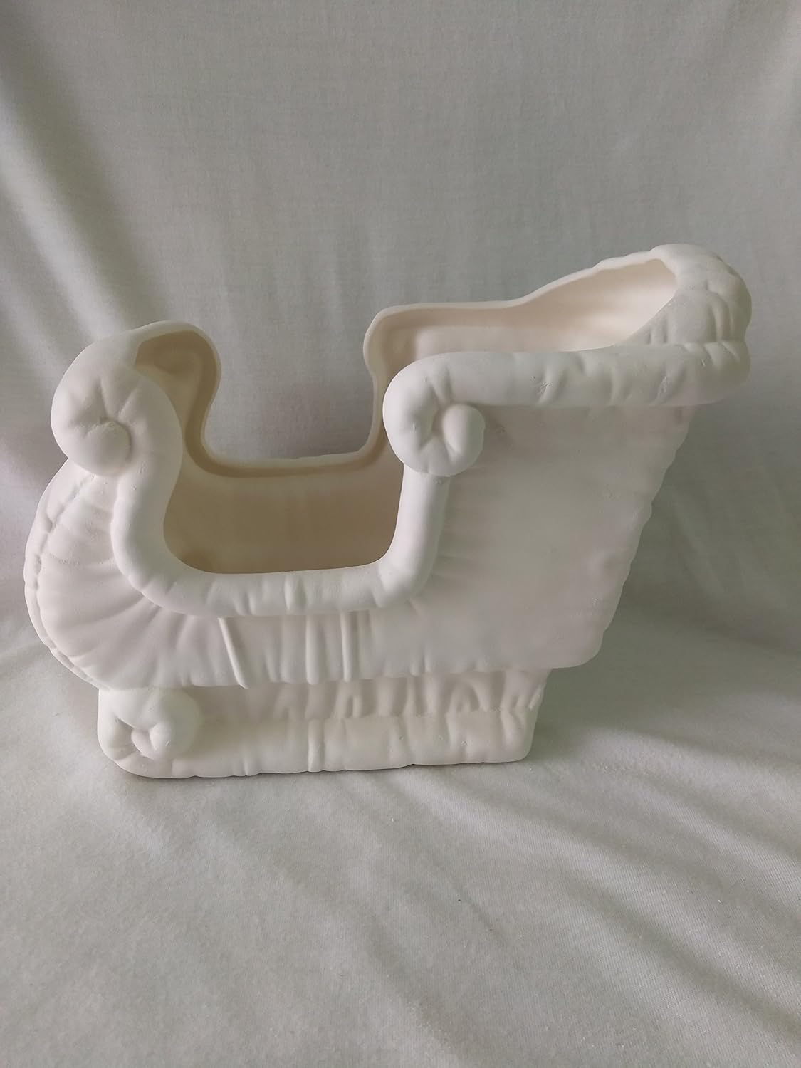 Soft Sculpture Santa Sleigh 8 x 6 Ceramic Bisque, Ready to Paint