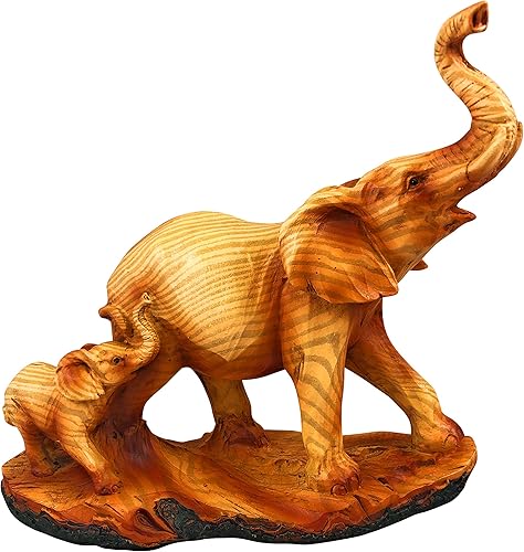 Yellow Moon Gifts - Escultura de elefante de color con figura de becerro, 7.0in, decoración de vida silvestre