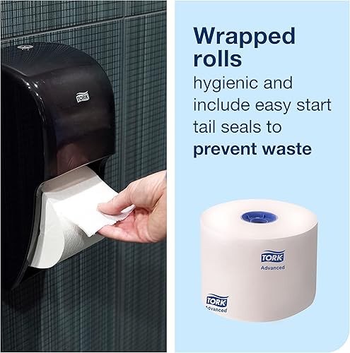 Miniatura 8 de Tork Dispensador de rollo de papel higiénico doble, color blanco, T26 + recarga, rollo de papel higiénico (36 x 1000 hojas), avanzado, color blanco