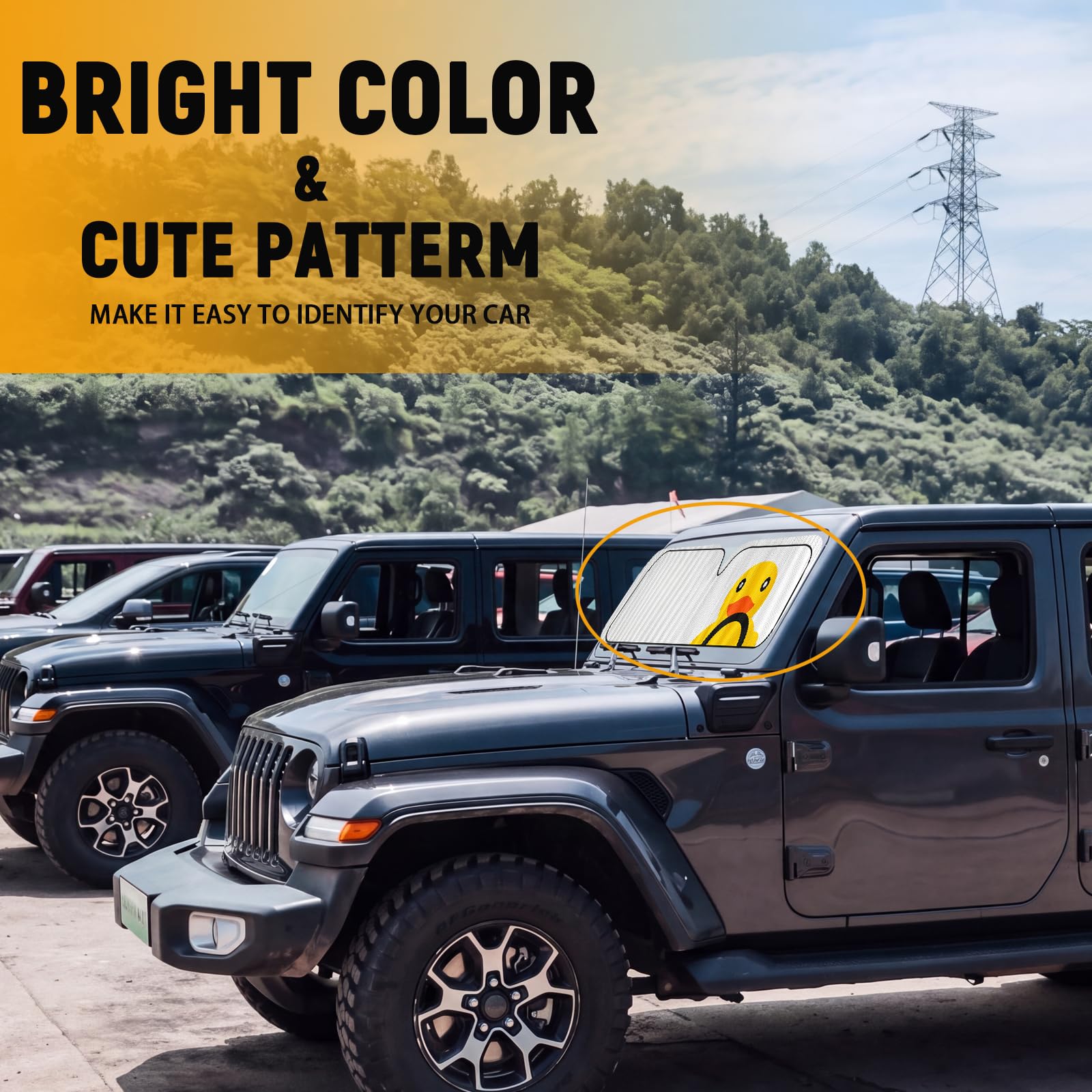 Parasole per parabrezza, protezione termica per Jeep, parasole per Jeep Wrangler, compatibile con Jeep Wrangler TJ JK JL e Gladiator JT 2/4 porte, 1 pezzo