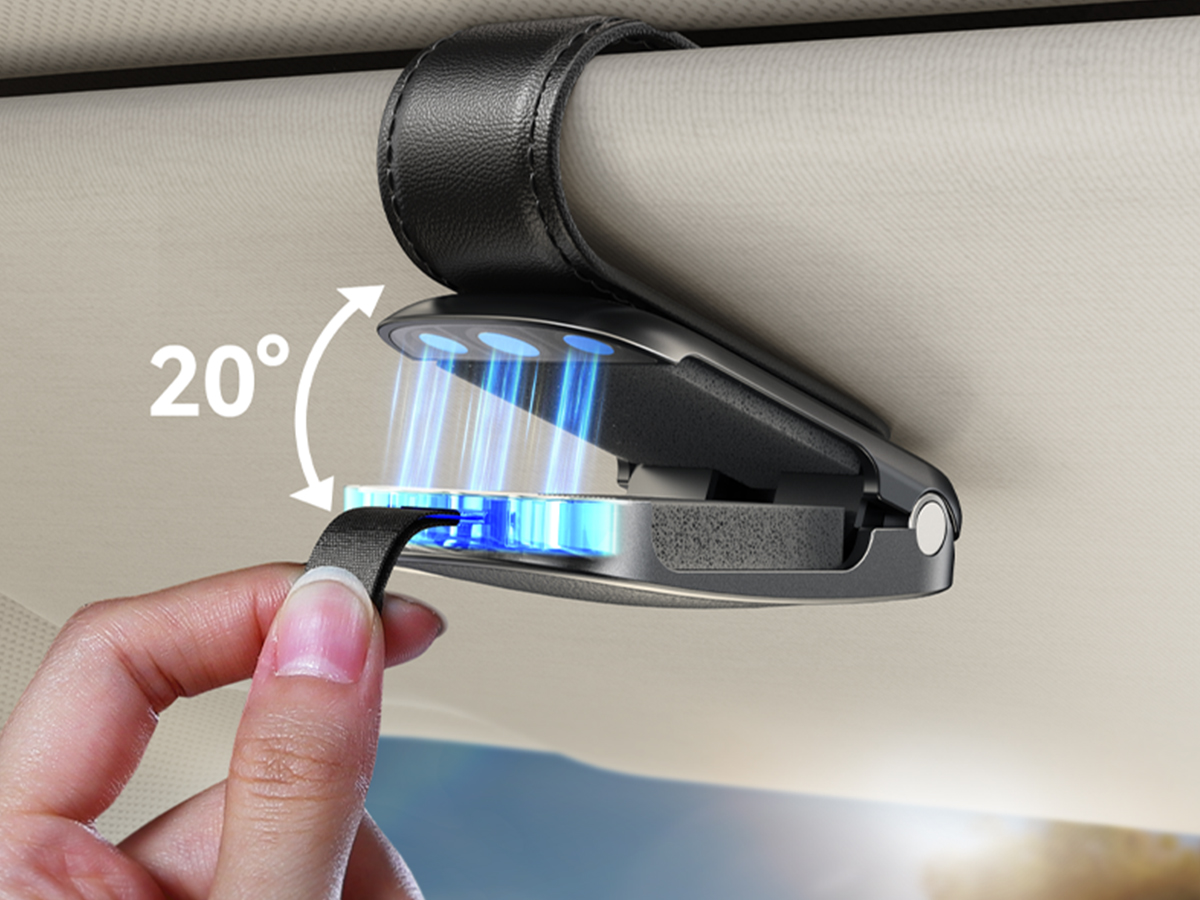 JOYROOM Porte Lunettes Pour Voiture, 2025 Magnétique Support Lunette Voiture, Universel Porte Lunettes De Soleil Auto En Cuir, Clip Lunettes De Soleil Compatible Avec Tous Types De Lunettes (Blanc