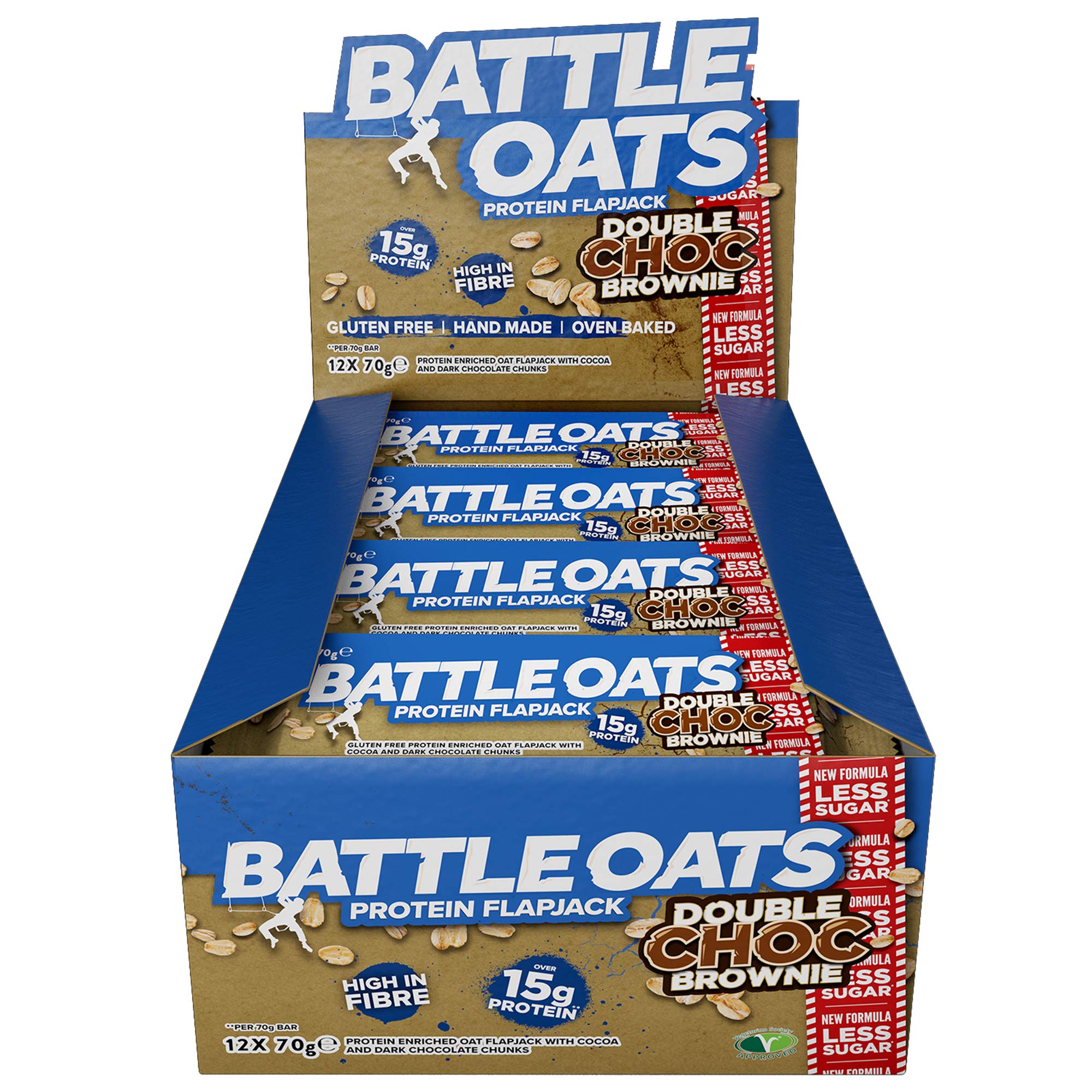Battle Oats Double Chocolate Brownie Flapjack Protein Bar, 70gm (Pack of 12)