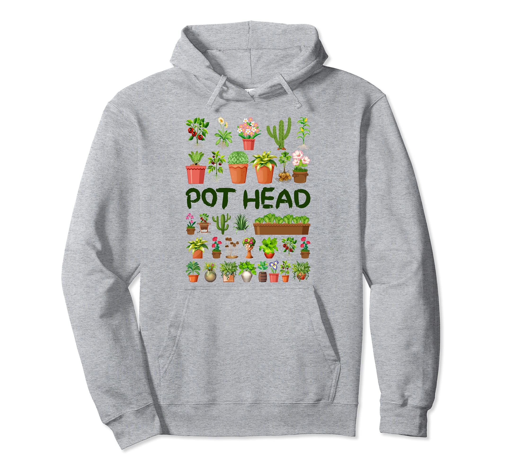 POT HEAD Funny Gardening Cactus Succulent Flower Gardener Pullover Hoodie, Grey