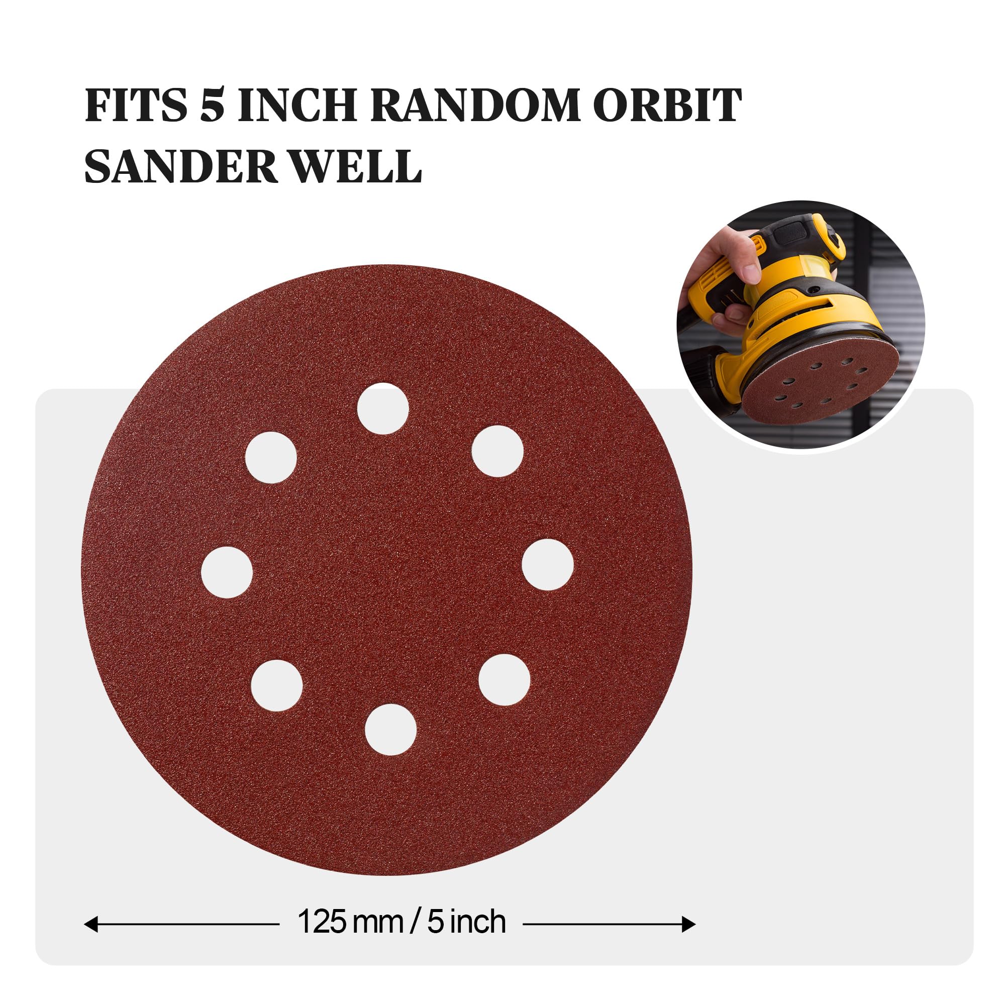 S SATC Sanding Discs 120 Grit 110PCS Orbital Sander Discs 125mm Hook and Loop Round Orbital Sander Pads for Sanding - Image 4