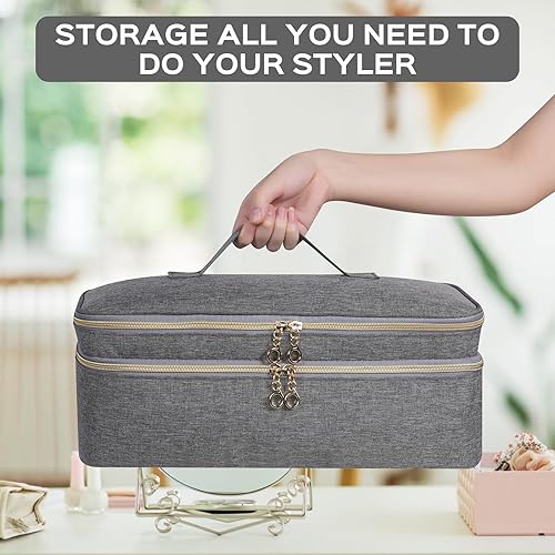 Miniatura 7 de WINZEDGE Estuche de transporte de viaje de doble capa para secador de pelo Revlon de un solo paso y cepillo de aire caliente voluminizador, bolsa
