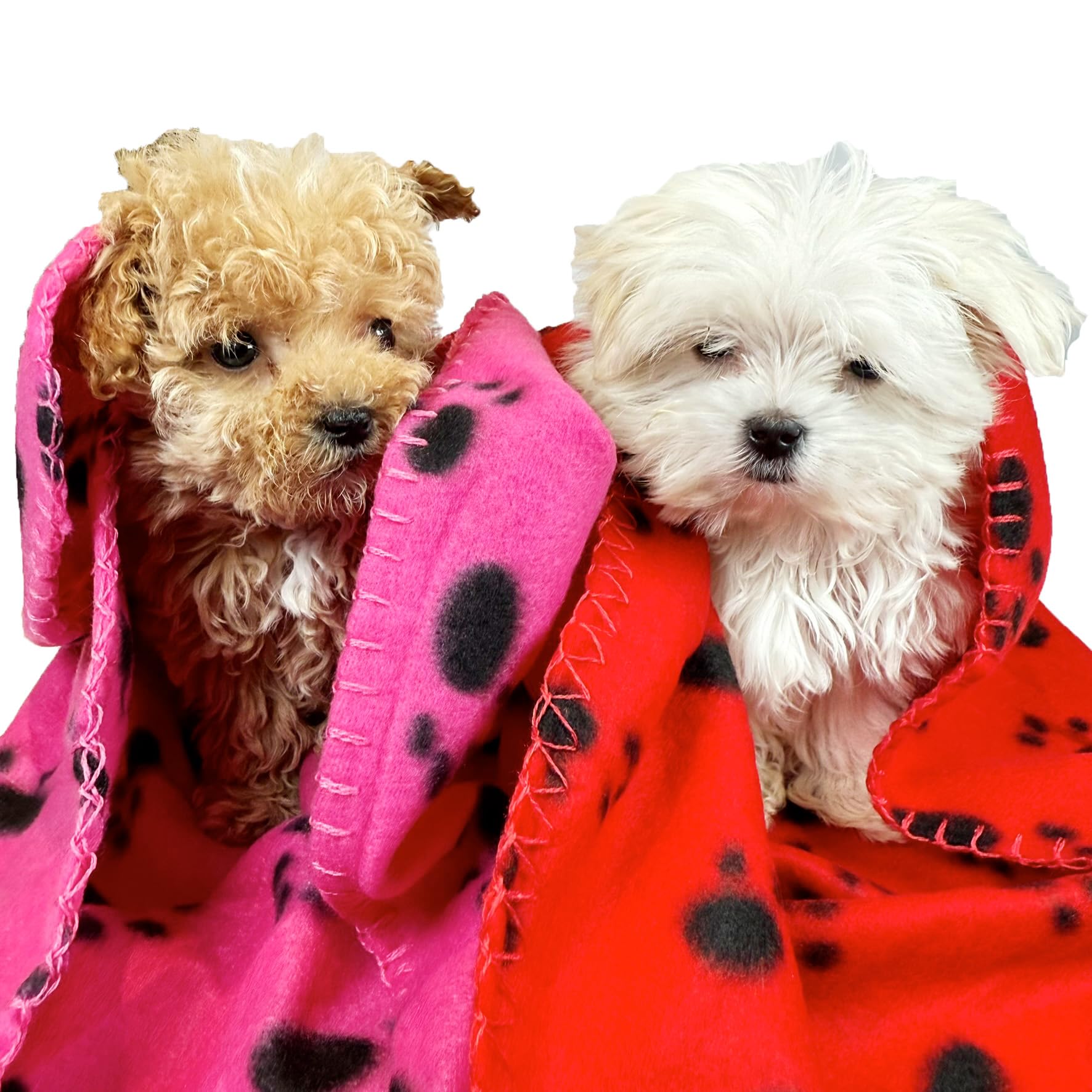 TBK Pets Double-Sided Fleece Pet Blanket, Soft Snuggle Blanket for Dogs and Cats Machine Washable (2 Pink, Red, 28x24/70x60cm)