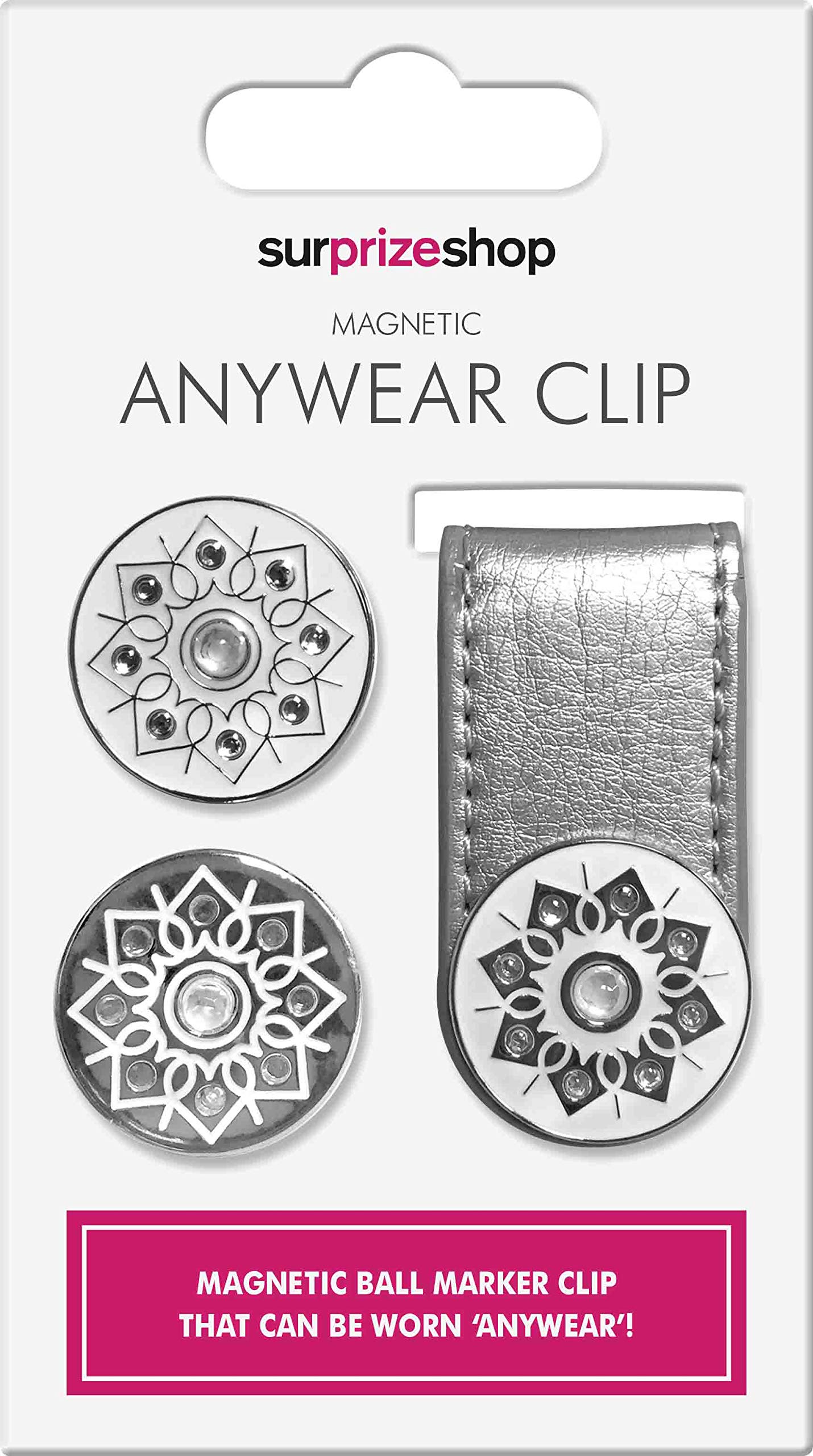 Surprizeshop Metallic Silver Golf Ball Marker Anywear Set