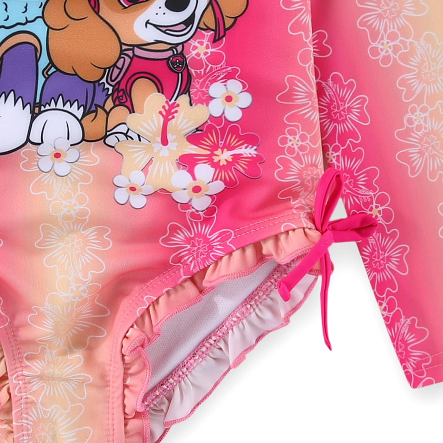 Paw Patrol Nickelodeon Girls UPF 50+ One Piece Long Sleeve Rash Guard Bathing Suit for Toddler and Big Kids