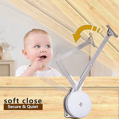 Miniatura 2 de 1 paquete  Bisagras de caja de juguetes de cierre suave  Bisagras de soporte de tapa HBL' bisagras de pecho para caja de juguetes de madera, cedro y