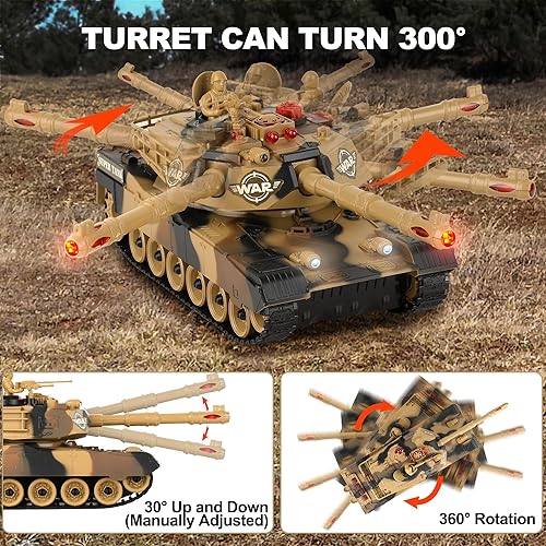 Miniatura 4 de Haktoys Juego de tanques de lucha con control remoto escala 114 indicadores de vida sonidos y luces realistas juego de 2 tanques de guerra militares