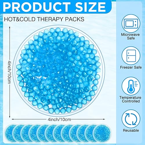 Miniatura 2 de TrelaCo 60 paquetes de hielo de gel redondos pequeños, reutilizables, compresas frías y calientes para aliviar el dolor, lesiones, muelas del