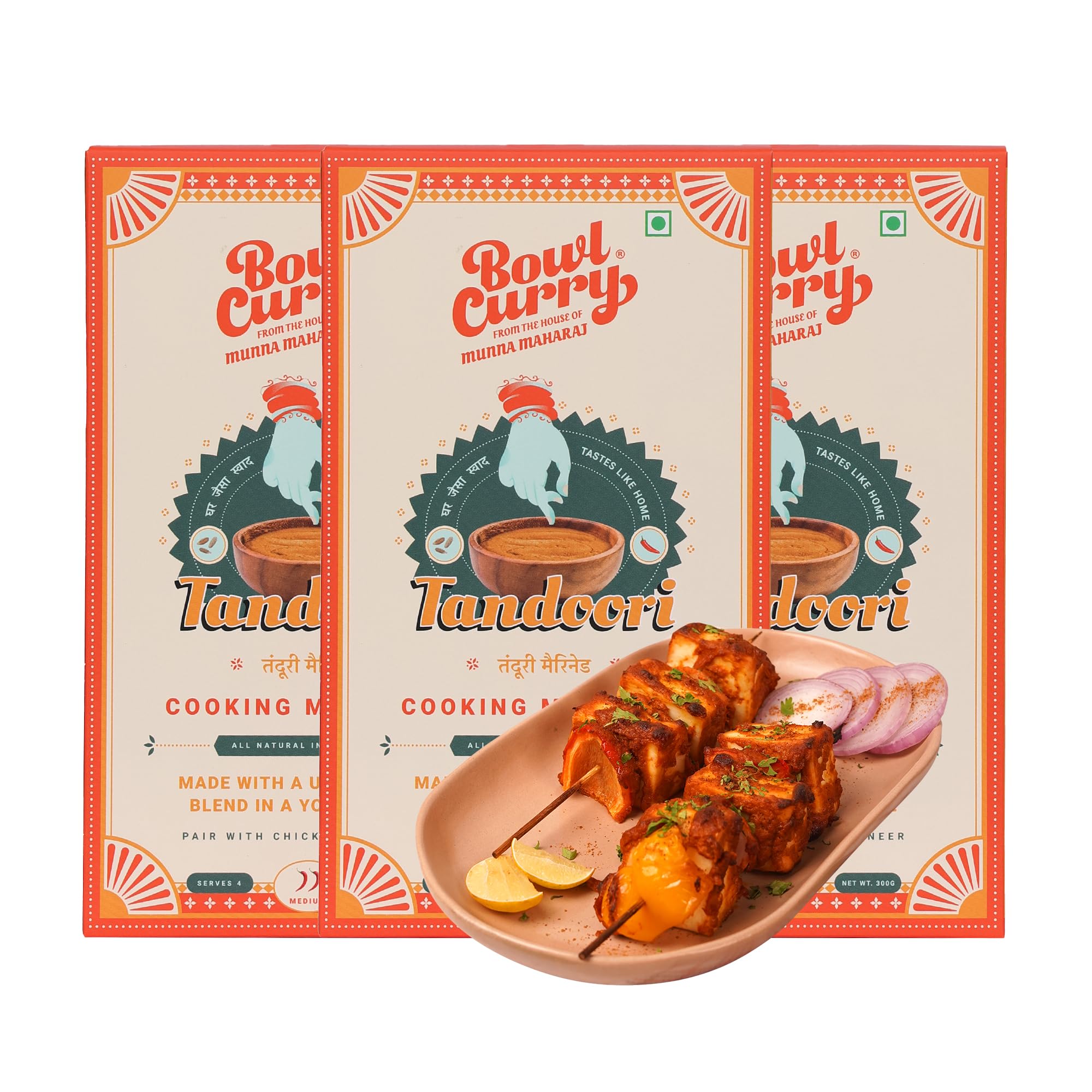 Bowl Curry Tandoori Marinade |Pack of 3 x 300g| Ready to Cook | Smoky Tandoori Masala | Chicken, Fish, Paneer, Mushroom Tikka Marinade | Marinade Masala | No Preservative/Artificial ​Colour (B0D1XSWRZK) Amazon Price History, Amazon Price Tracker
