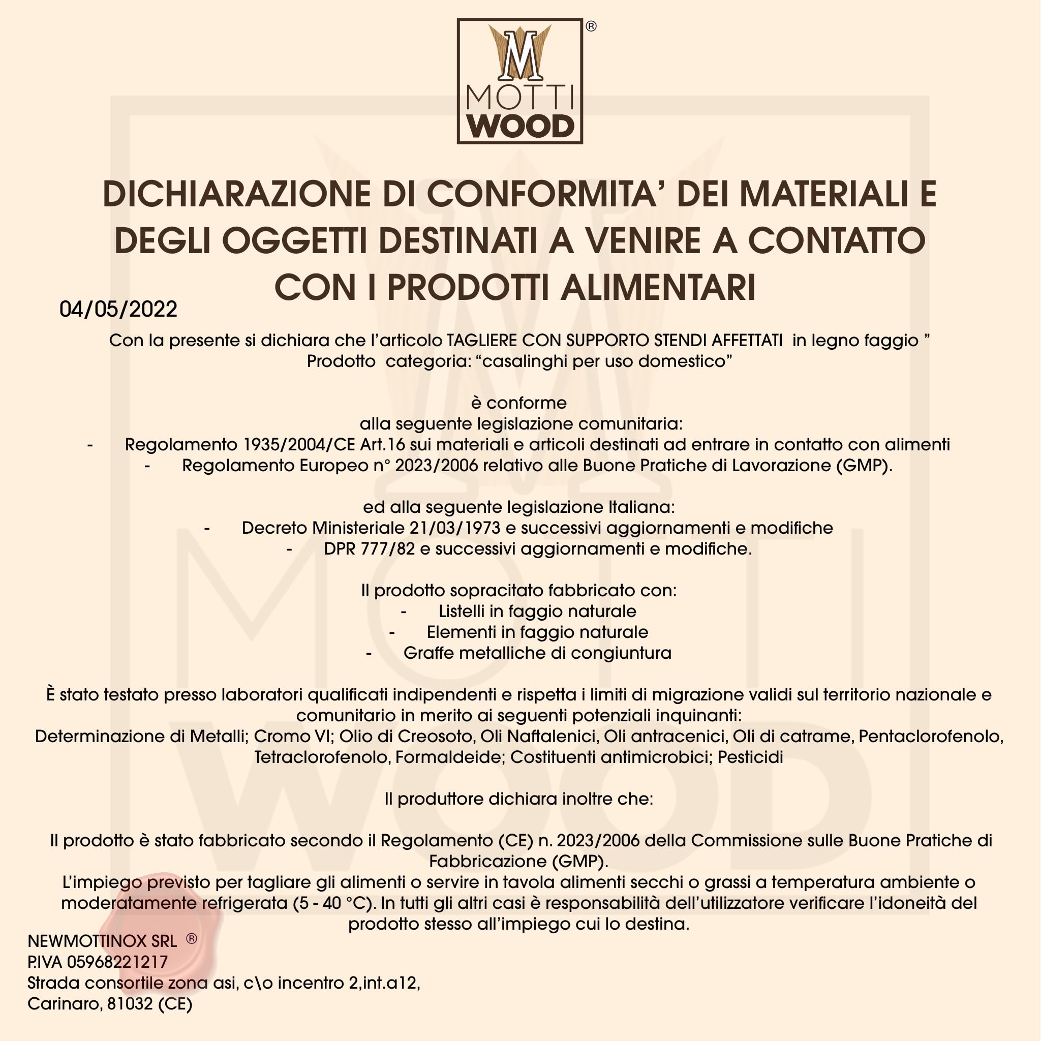 Mottinox - Vassoio Per Aperitivo in 100% Legno Di Faggio, Appendi Prosciutto, Smontabile, 37x49x27