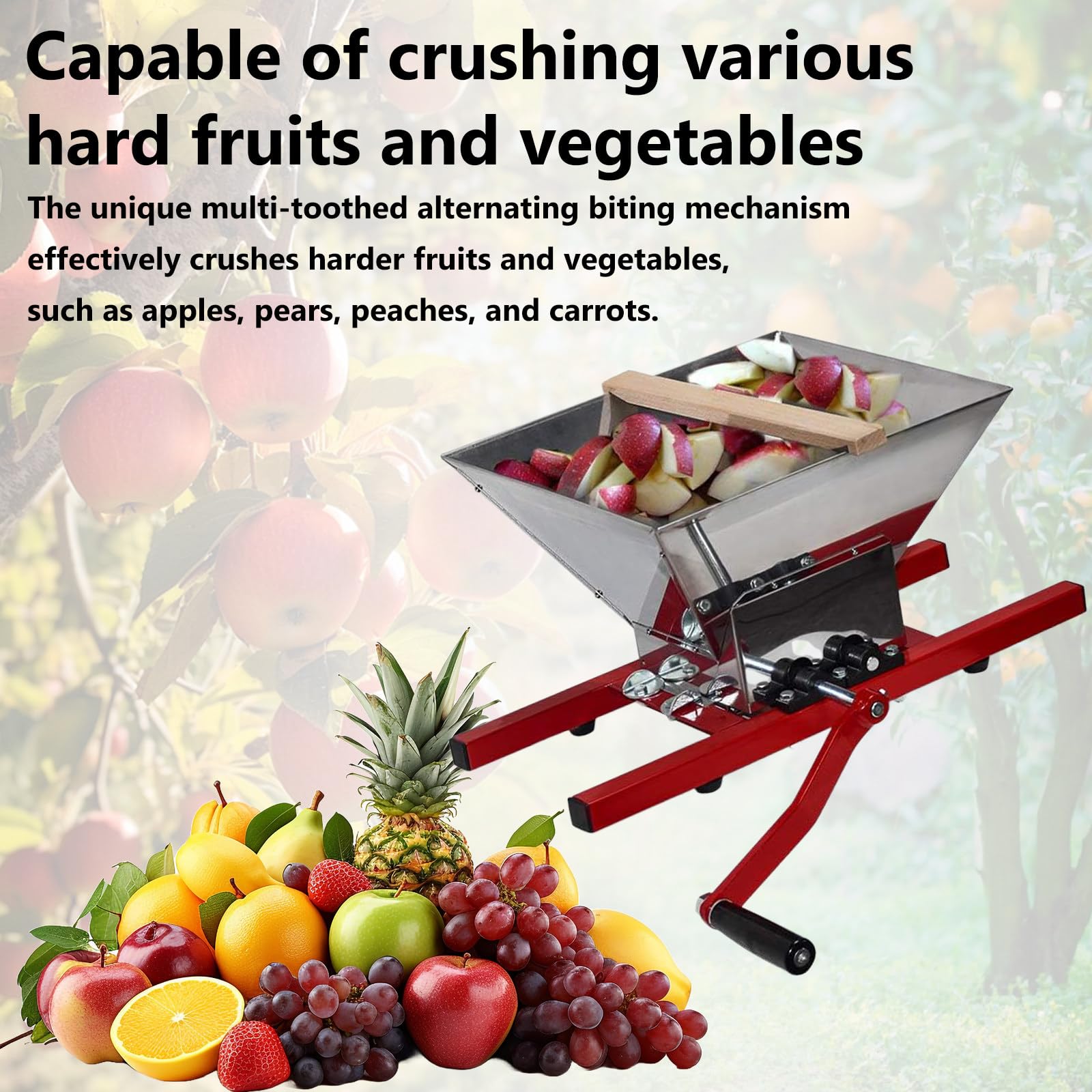 MáQuina De Molinillo De Frutas, Prensado En FríO para Jugos Frescos Y De Bayas, con Mango De Rodillo, para Uvas, Bayas, Peras, Melocotones, Ciruelas, CíTricos Red