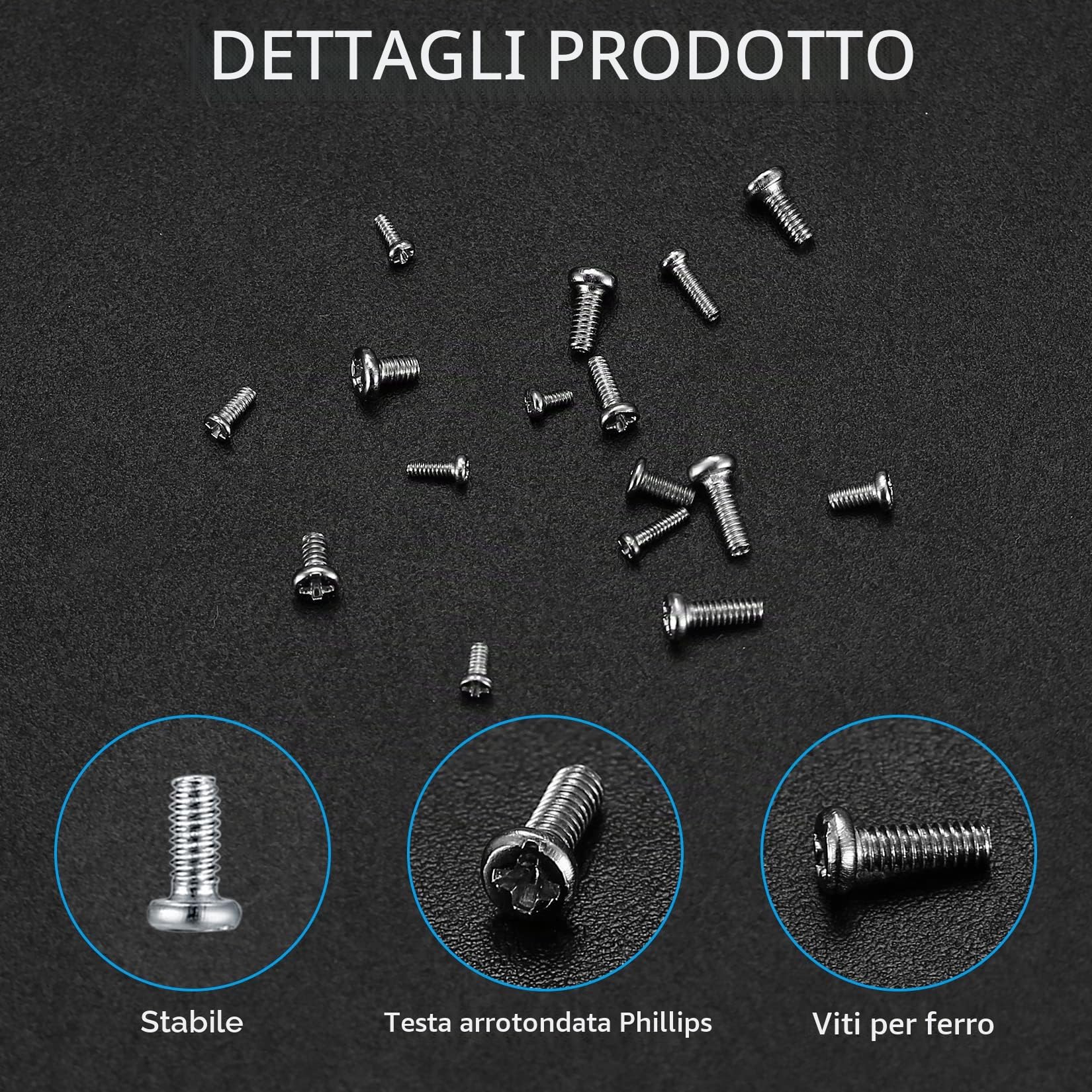 Micro Set Viti Autoavvolgente M1 M1.2 M1.4 M1.6 M1.7 800 Pezzi Kit Riparazione Occhiali Orologi Laptop