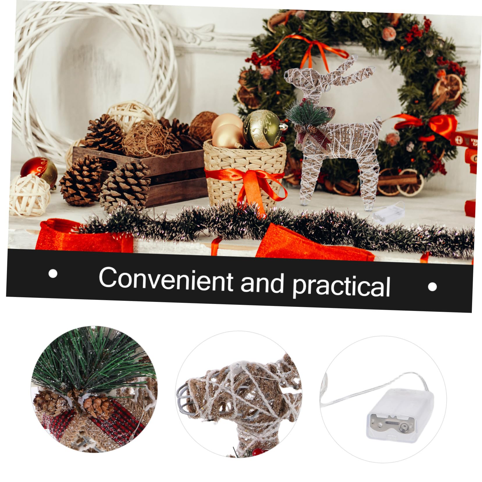 OUNONA Statuette di Cervi Natalizi in Ferro Decorazione Forma di Renna Luci LED Calde Centrotavola per Interni Esterni Design per Esposizioni Festive