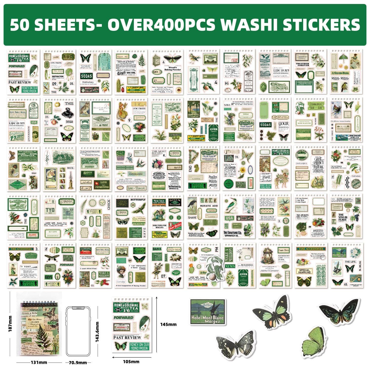 EOWVISN 50 Retro Stickers, Decorative Stickers, Diy Decorations, Exquisite Stickers for Decorating Diaries Scrapbooks, Calendars, Etc - Image 2