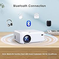 Vista 4 de Mini Projector 4K Support 200" Giant Screen 500 ANSI Lumens, Bluetooth 5.2 Portable Outdoor Movie Projector Compatible with TV