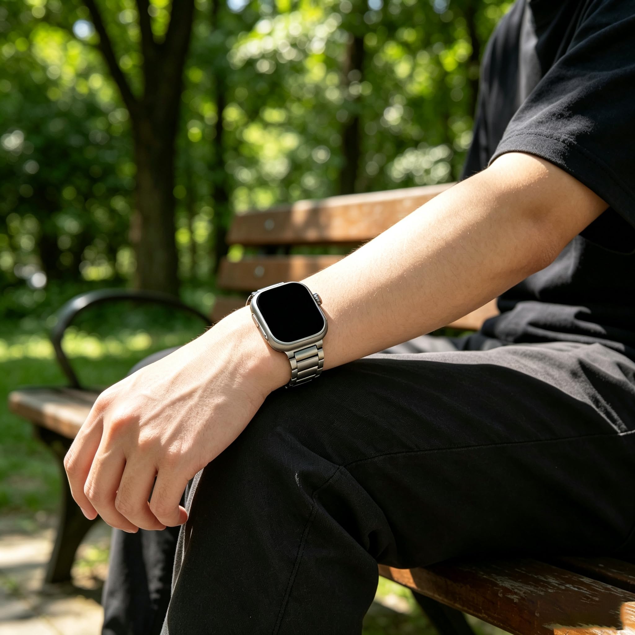 Bracelet réglable sans outil pour Apple Watch – Bracelet en acier inoxydable à dégagement rapide avec revêtement DLC | Compatible avec Ultra 3/2/1 (49 mm), Series 11-1 (46-38 mm), SE | Hommes