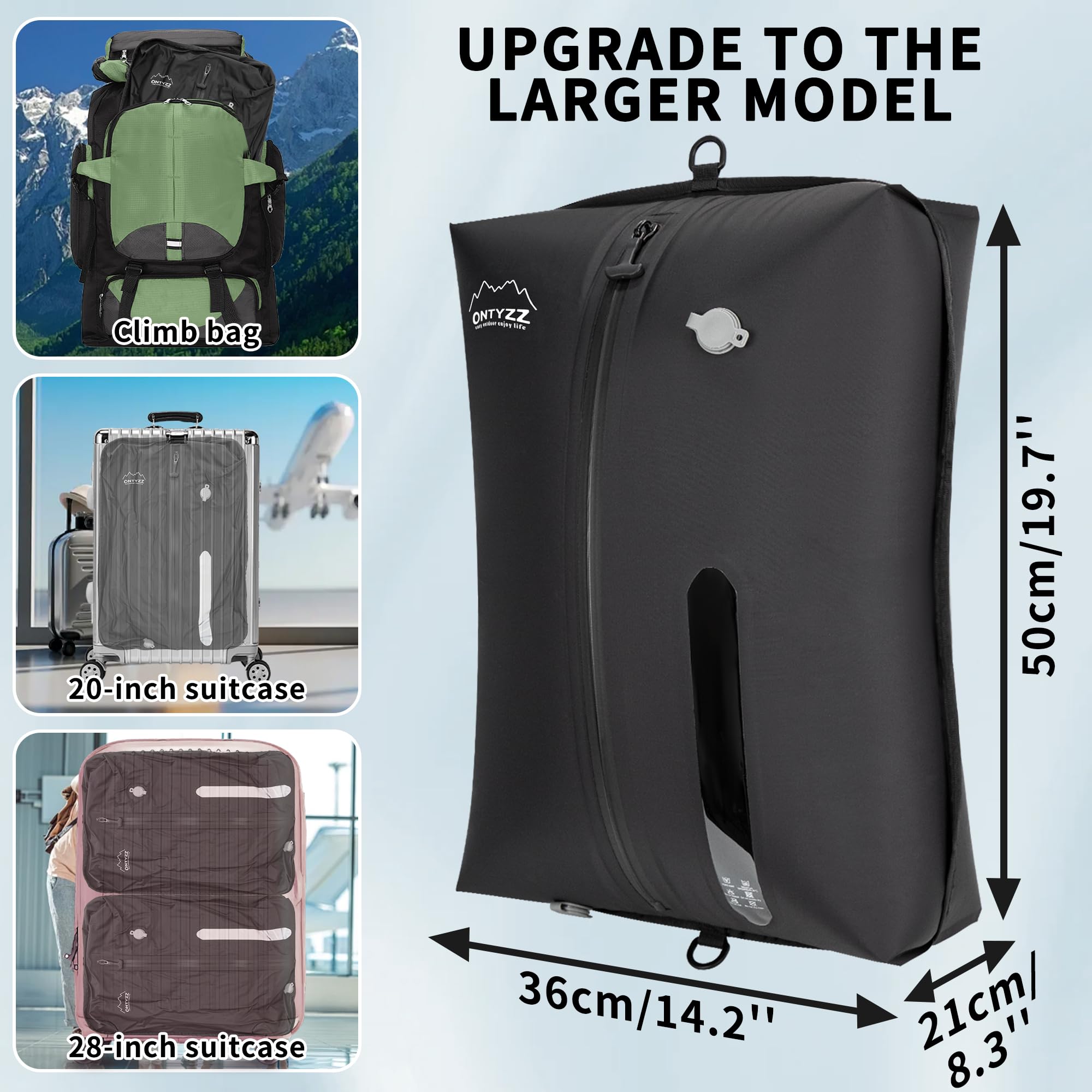 Vakuumbeutel für Kleidung Wiederverwendbar TPU Vakuumierbeutel mit Luftdichtem Ventil Reise Nylon Organizer mit Wasserdichtem Reißverschluss Luftdichte Packwürfel für Koffer Rucksack(2 Stk +1 Pumpe)