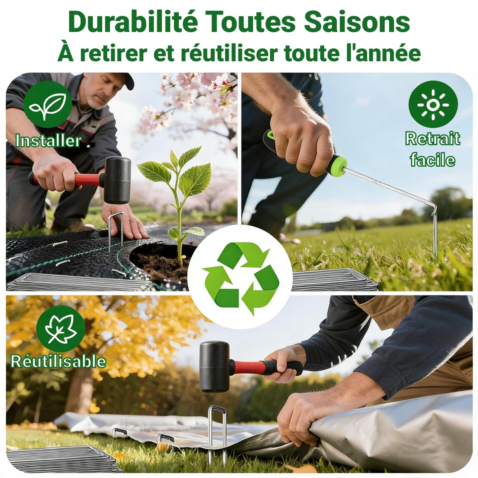 Amagabeli Garden Home 500 Piquets de Jardin Pelouse Agrafe Toile de Paillage en Forme de U - 150 mm Long - Ongles Mauvaises Herbes Tissu Piquets Galvanisé Piquet de Fixation en Acier pour Bache
