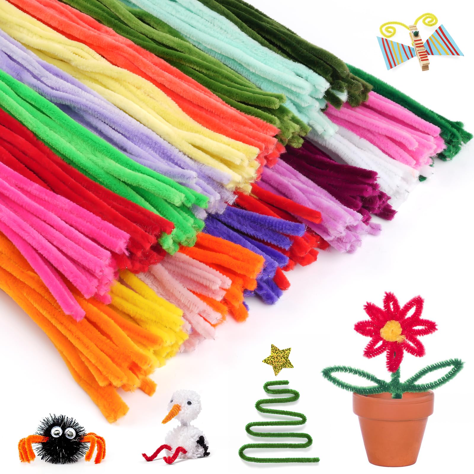 100 Pcs Chenille Pipe Cleaners With Bumps - 12 Inch, Multicolor Craft Stems For DIY & Art - View #6