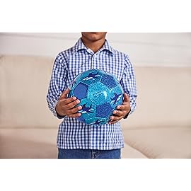 Crocodile Creek Glitter Soccer Ball - Inflatable Rubber Ball for Kids Ages 4 and Up - for Indoor and Outdoor Sports - PVC-Free - Shark City - 7-inch Diameter