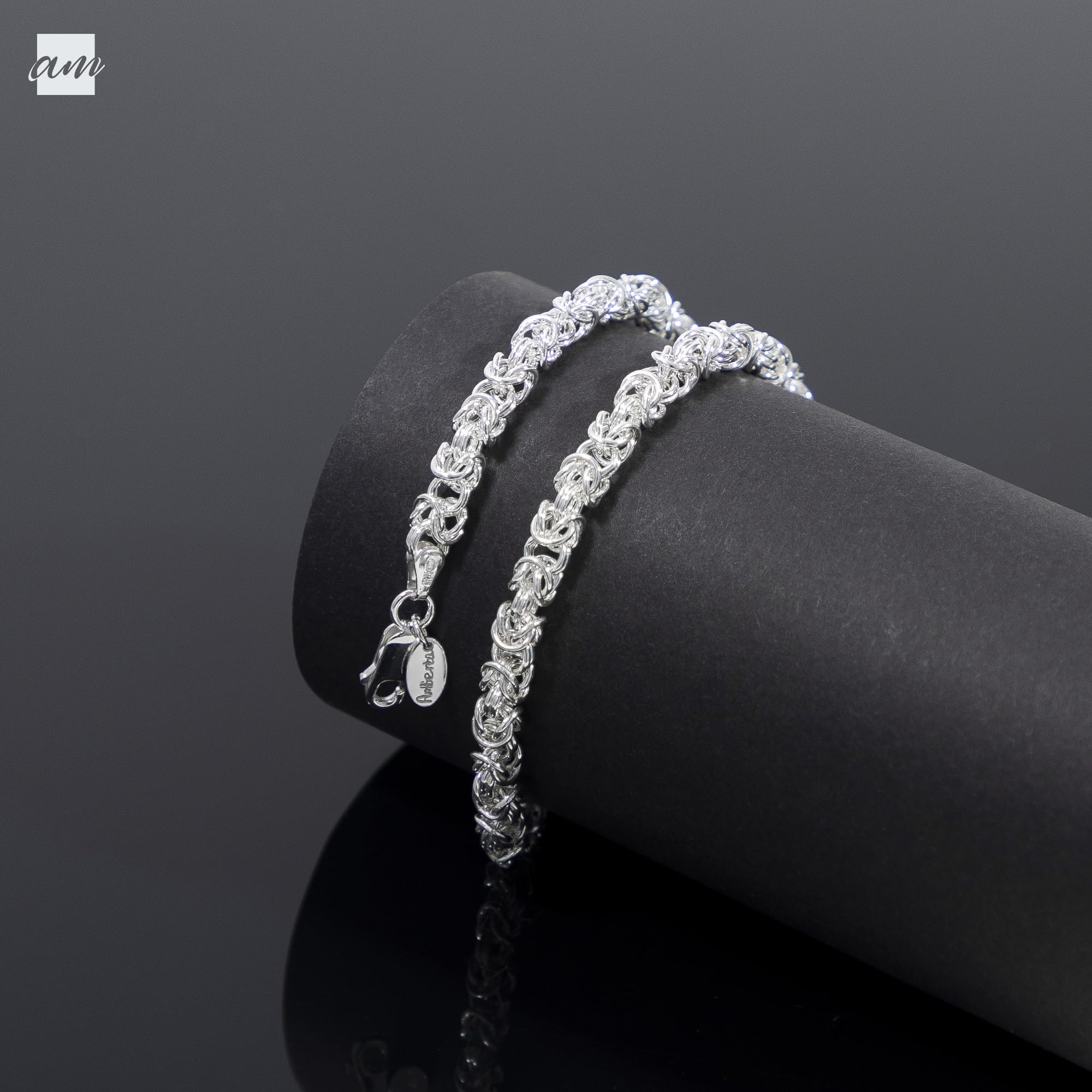 Amberta Bracciale Bizantino Unisex in Argento Sterling 925