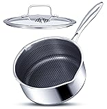 Saucepan with lid 20cm/2L | Nonstick Sauce Pot for Induction, Gas, Electric Hobs |Cooking Pot with Pour Spout |Stay Cool Handle | Anti Scratch | Honey Comb German Engineering | Chemical Free Stainless Sauce Pan 20