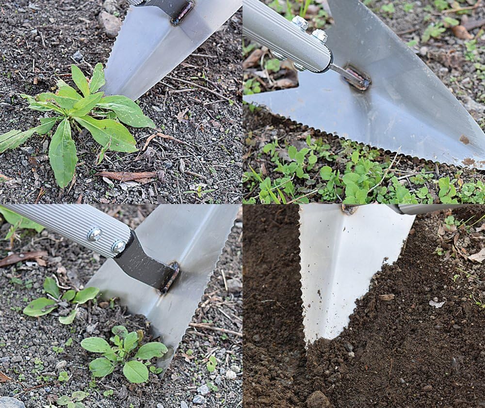 千吉 アルミ柄マルチ三角ホー ステンレスヘッド 柄長1200mm刃長230mm 軽量(700g) 穴掘り 除草 土均し 土寄せ 畝立て