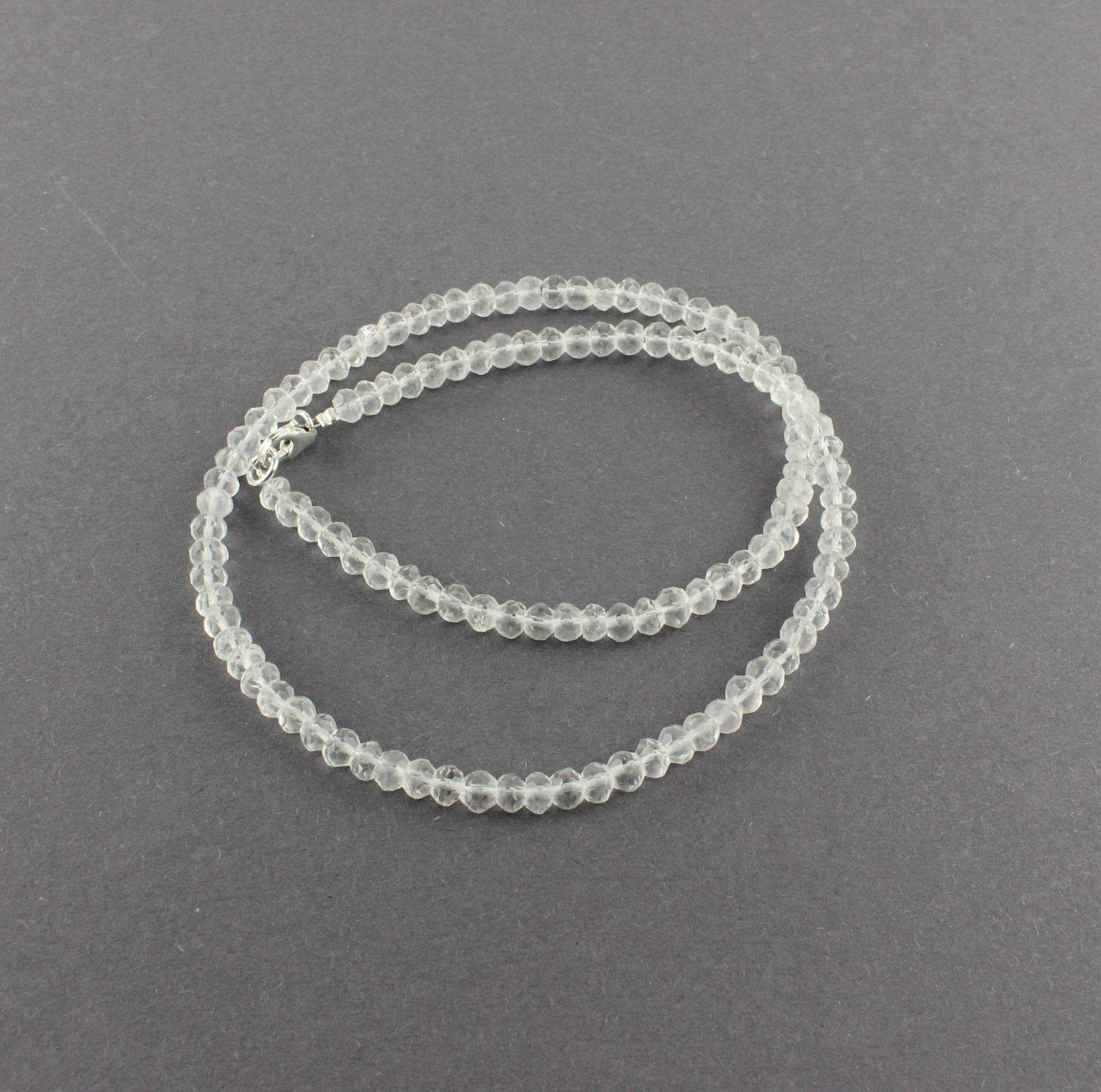 Bergkristall Kette Facettierte Rondell Collier mit 925 Silber karabiner verschluss