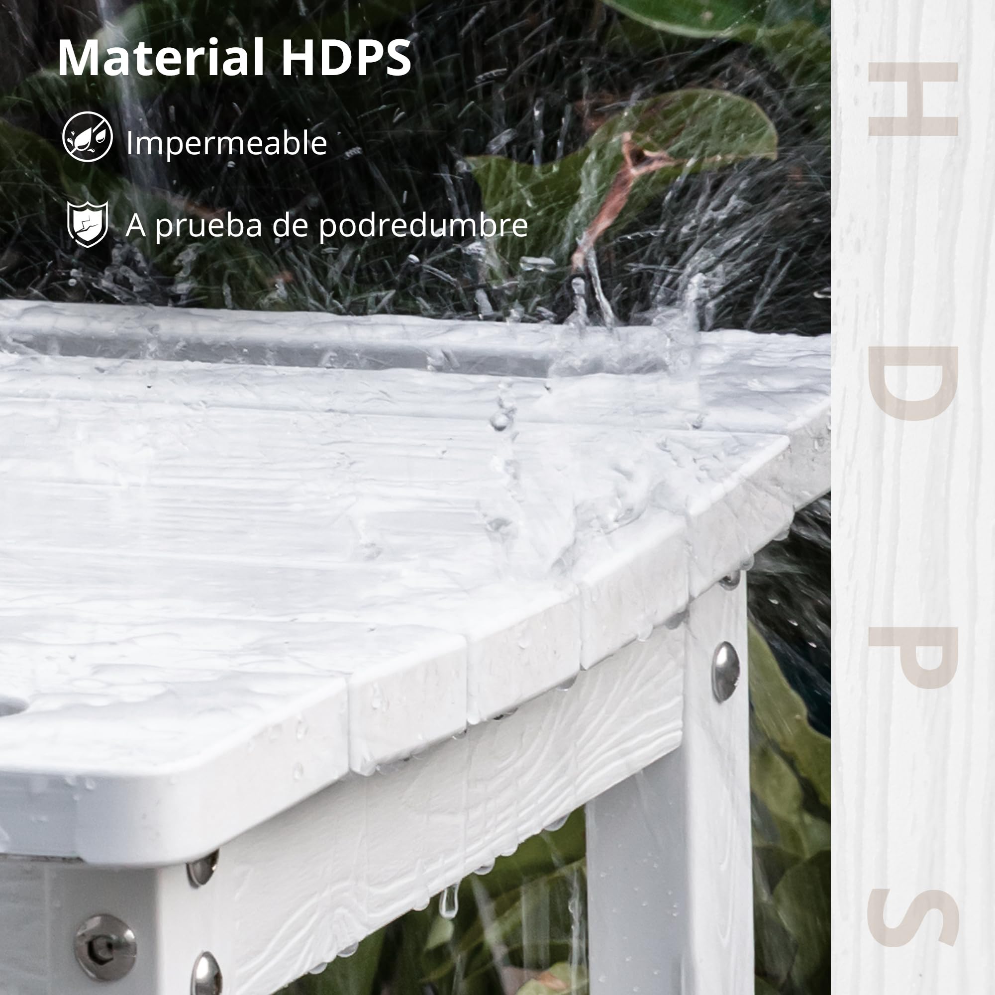 LUE BONA Taburete de Ducha HDPS, Asiento Impermeable con Estante para Baño, Banco Antideslizante para Interior y Exterior, Resistente al Clima, Blanco