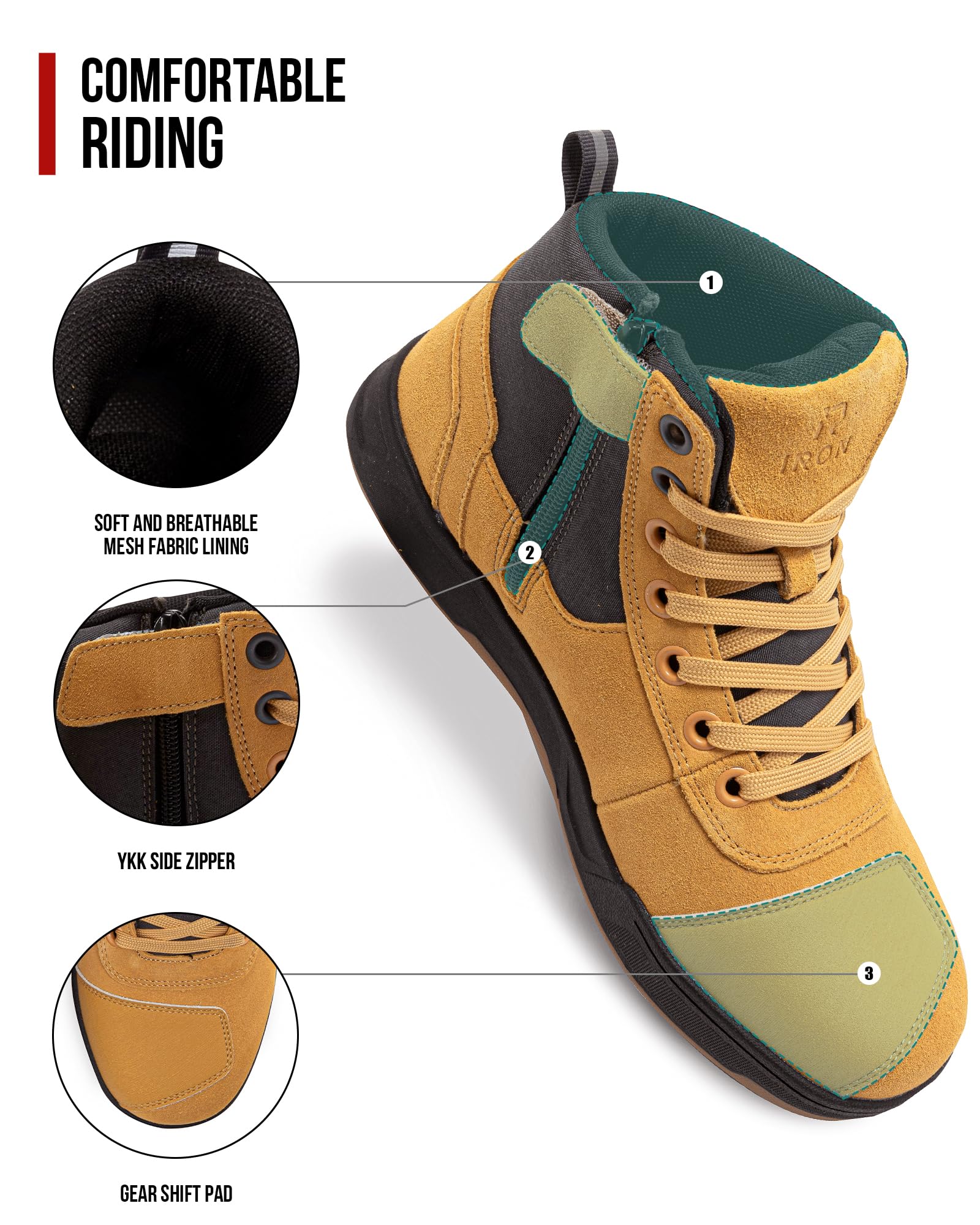 IRON JIA'S Chaussures Moto Bottes Moto Hommes, Adaptées à Toutes Les Saisons Imperméables Antidérapantes Respirantes à la Mode et Cnfortables Noir