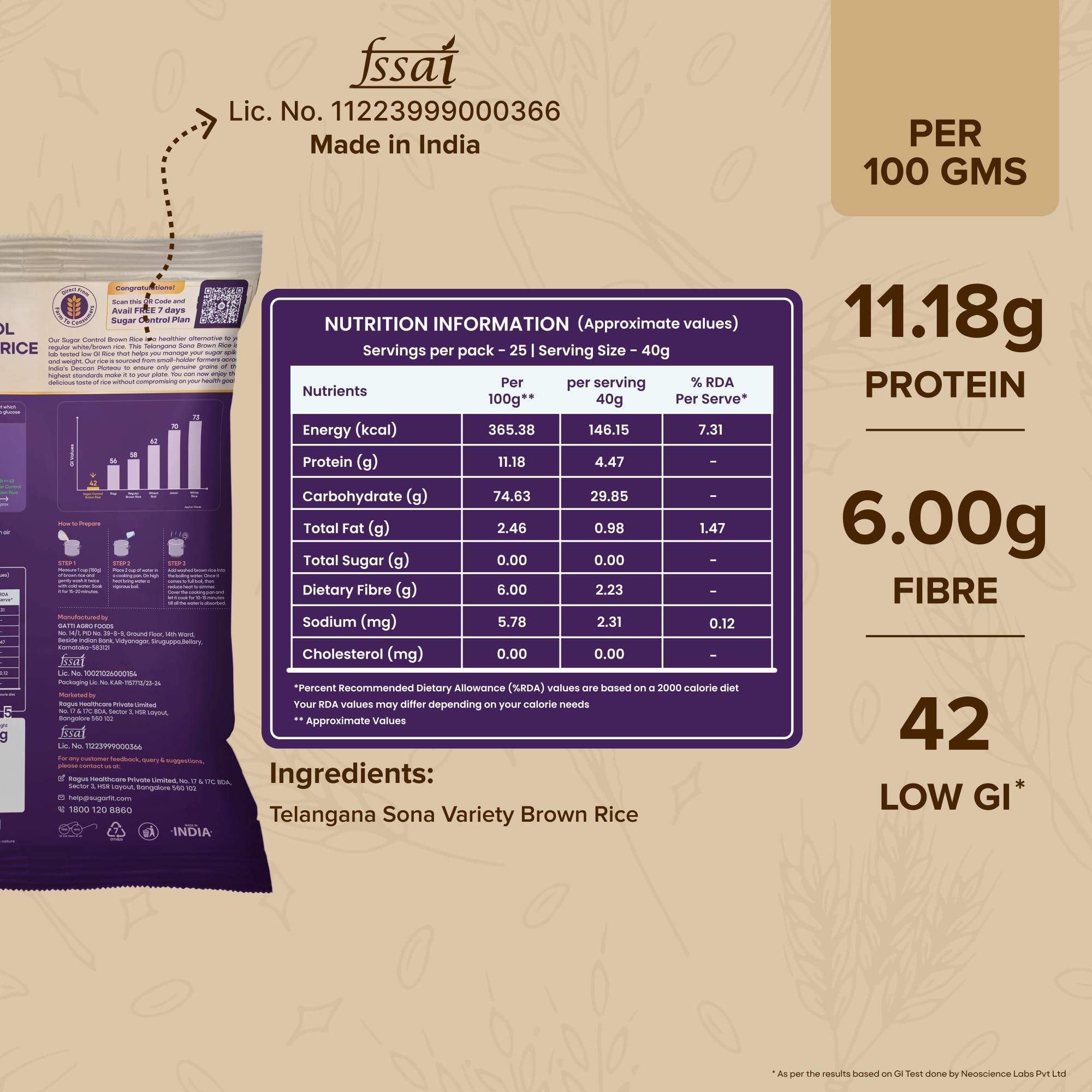 Sugar.fit Sugar Control Brown Rice 1kg - Image 2 thumbnail