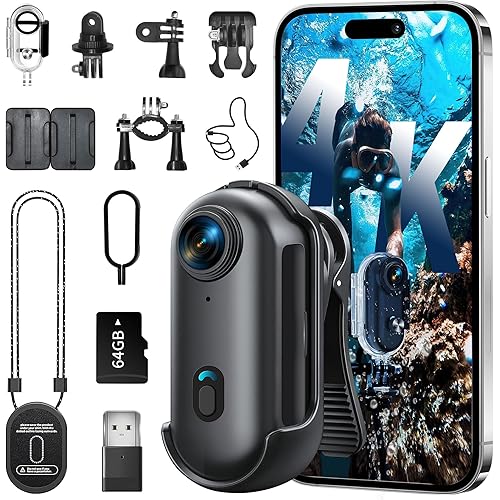 4K Mini Body Camera, Wearable Action Body Cam, Sports Action Camera，Thumb Size Hands-Free Recording Body Worn Camera, Premium Portable Camcorder Mount Anywhere for Work, Travel,Fishing, Pet Walking
