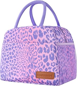 douyadady Lunch Bag Women/Men Lunch Box Women/Men (purple leopard)
