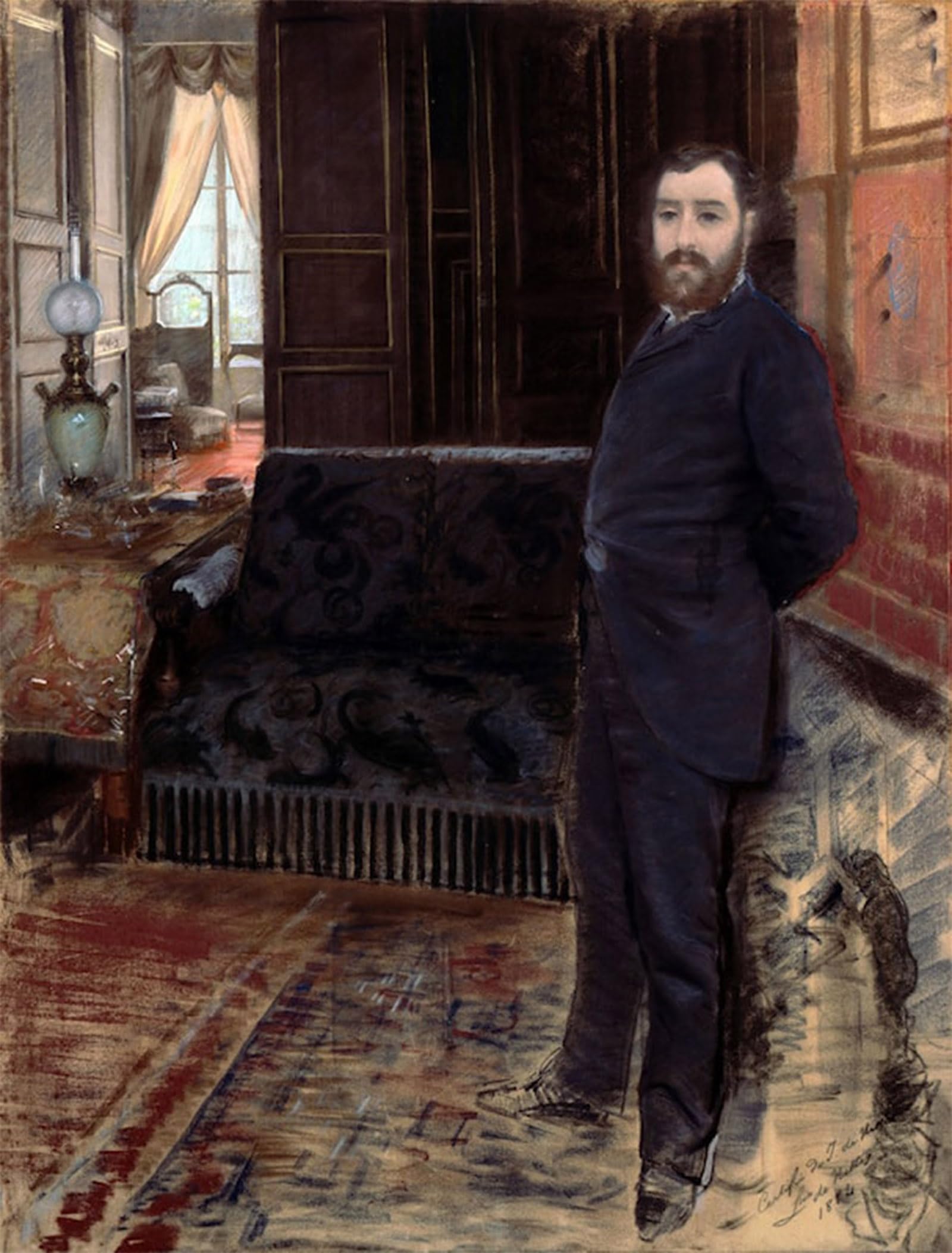 SERENDIPITP Retro Picture Poster Wall Art Pictures Painting Self-Portrait Giuseppe de Nittis Wall Art Canvas Print for Wall Decor 60x90cm