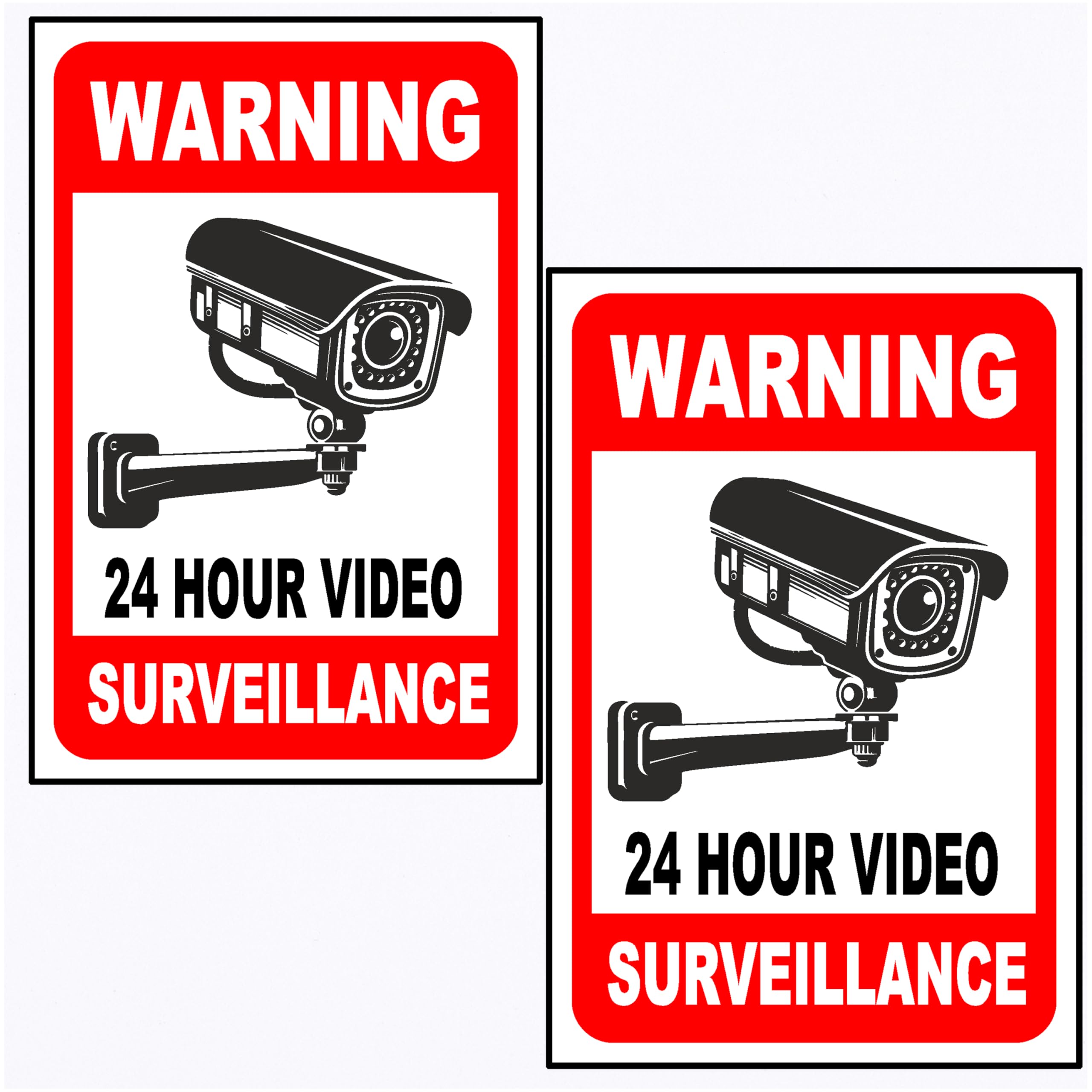 2 señales de advertencia de 24 horas, aluminio, 300 mm x 200 mm, juego de 2, rojo y blanco (3)