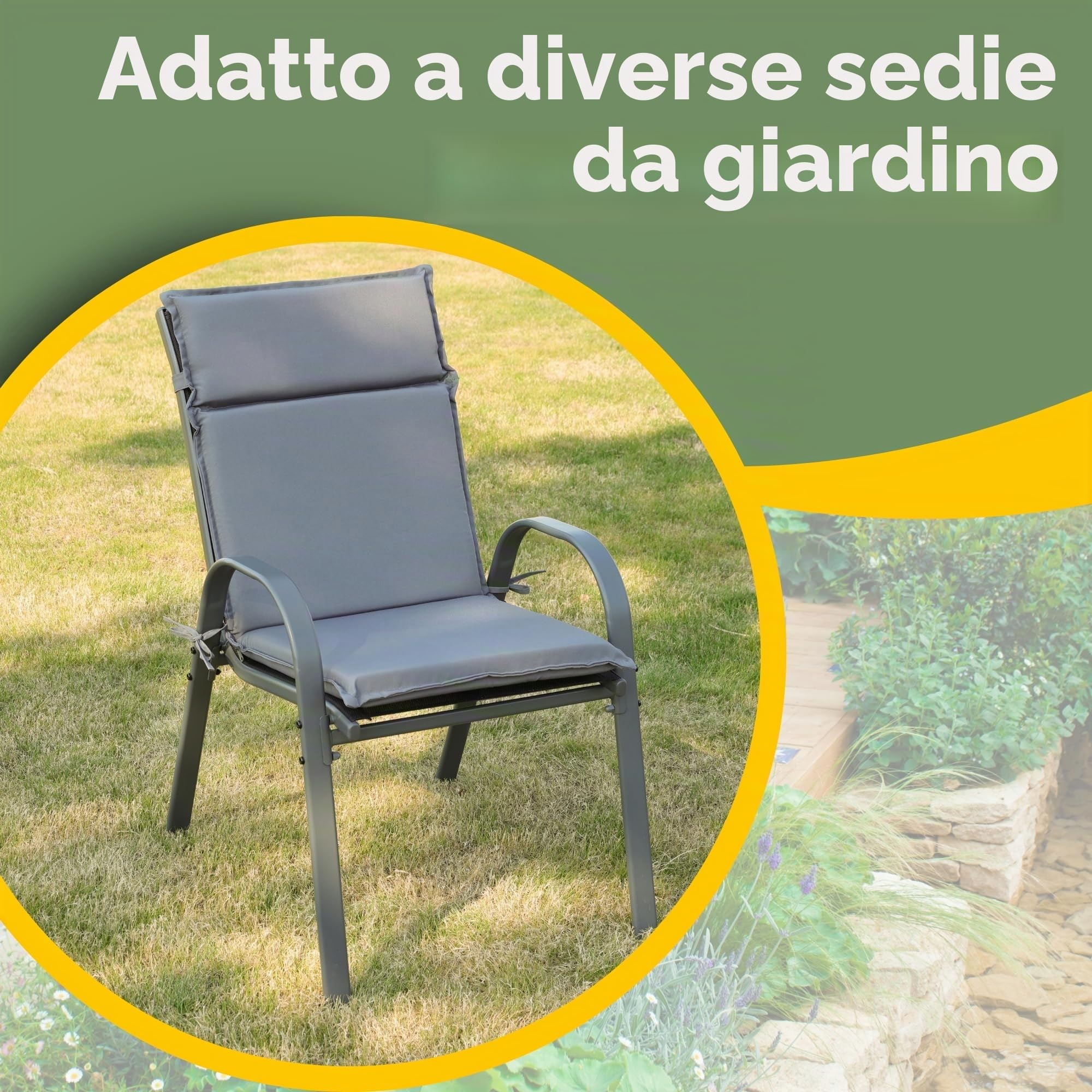 ALBATROS Set di 4 cuscini per sedie da giardino, per esterni, con schienale alto, resistenti ai raggi UV, impermeabili, adatti per sedie pieghevoli, colore antracite, 99 x 45 cm