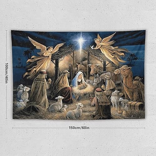 Miniatura 2 de Tapiz de pesebre de Navidad, pesebre, Jesús, Virgen María, Nuestra Señora de Guadalupe, tapiz para colgar en la pared, religión cristiana, arte de