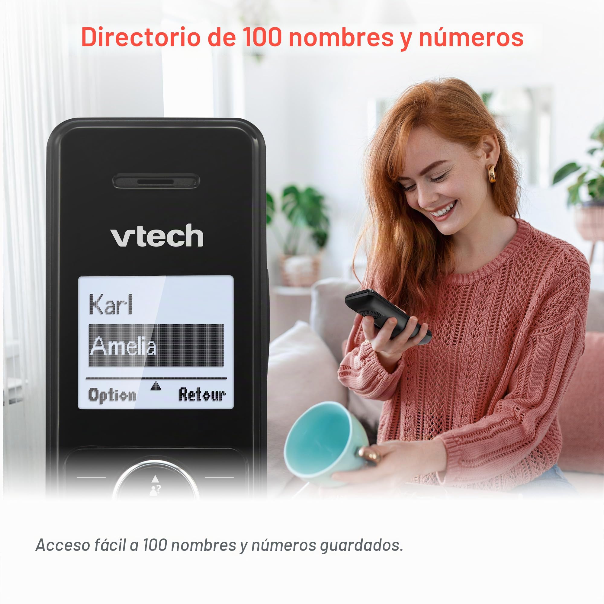 VTech MS3050 - Teléfono Fijo Inalámbrico DECT Con Bloqueo de Llamadas, Contestador, Identificación de Llamada, Amplificador de Volumen, Altavoz Manos Libres y Marcación Rápida