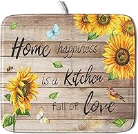 Vista 136 de Tapete de secado de platos con diseño de pájaro rojo de Feliz Navidad, absorbente y de secado rápido, protector para encimera de cocina, 18 x 24